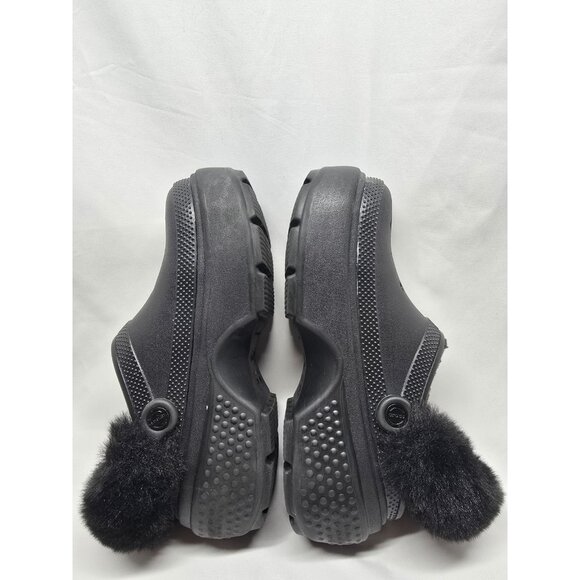 Crocs Stomp Lined Clog Women's Size 9 Black Fuzzy Slip-On Chunky Comfort Shoes - Picture 5 of 15